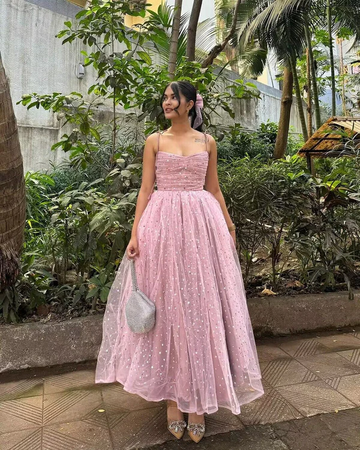 Pink Straps A-Line Evening Party Dress Sweet Birthday Dress Prom Dress HZ1023